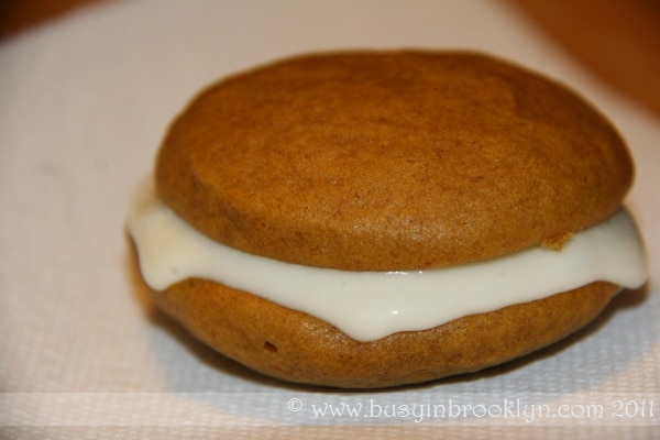 Pumpkin Whoopie Pies with Maple-Cream Cheese Filling - Brown Eyed Baker