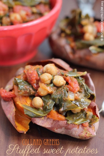 Braised Mustard Greens with Sesame Chickpeas - Dishing Up the Dirt