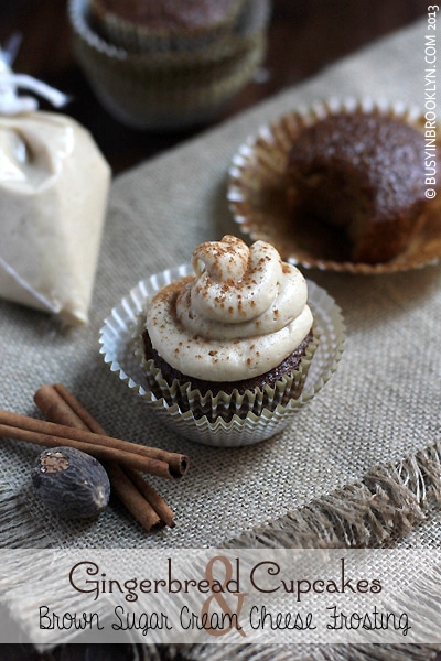 Gingerbread Cupcakes with <br>Brown Sugar Cream Cheese Frosting