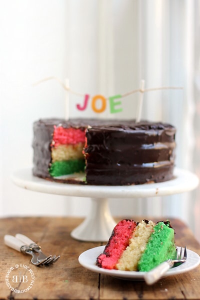 Sheet Pan Rainbow Cookie Cake