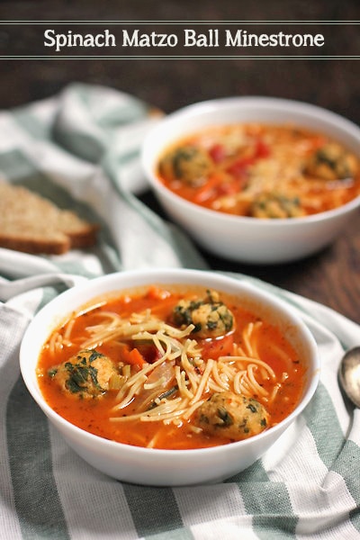 Spinach Matzo Ball Minestrone Soup