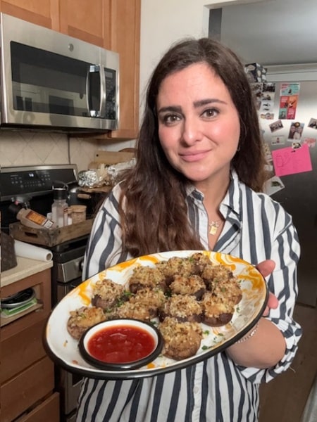 Cheesy Stuffed Mushrooms with Tomato Jam